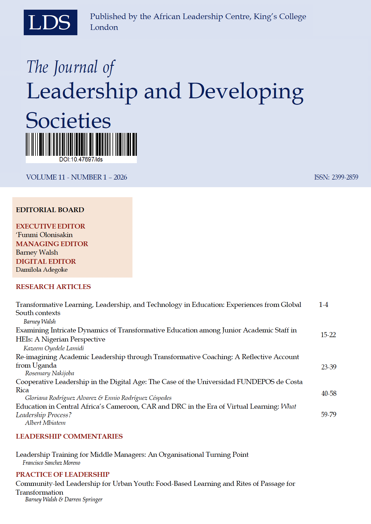 Cover of Vol. 11 No. 1 (2026)